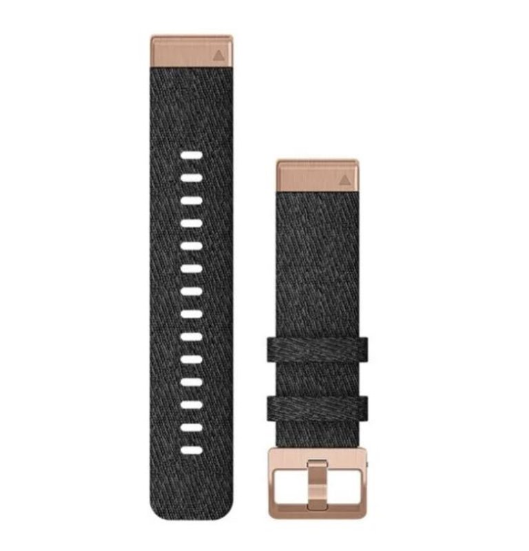 GARMIN QuickFit-Armband, 20mm, Nylon, Schwarz meliert, Teile in Roségold