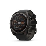 GARMIN fenix 8, 51 mm, SOLAR Sapphire, Graphit/Carbongrau Titan DLC mit QuickFit-Silikon-Armband 26 mm Schwarz/Kieselgrau